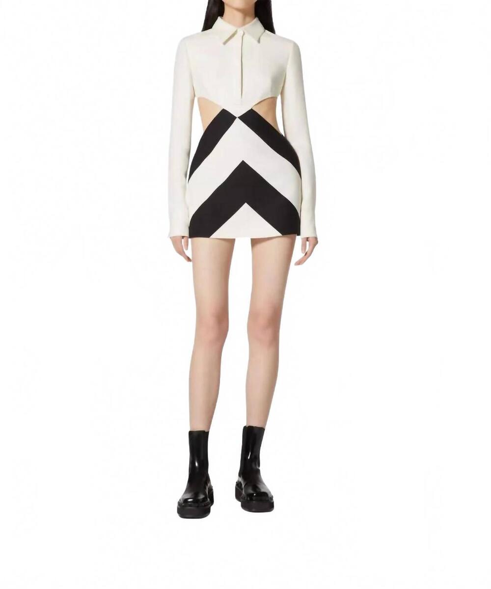 NEW VALENTINO GARAVANI strhype crepe couture short dress in avorio/nero